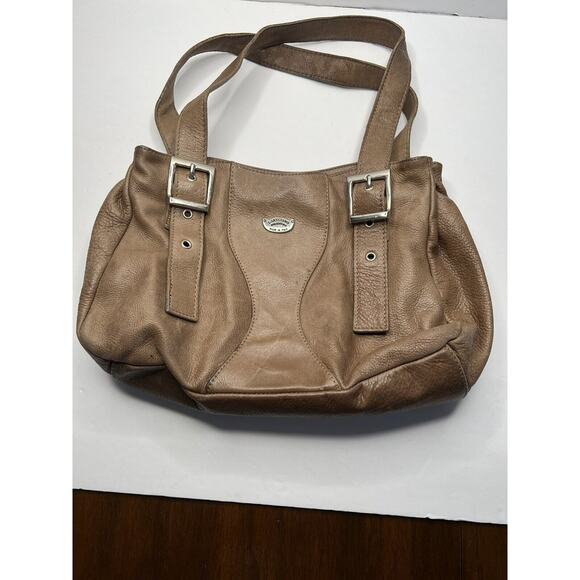 L'Artigiano Sorrentino Shoulder Bag Triple Compartment 100% Leather Brown - Picture 1 of 8